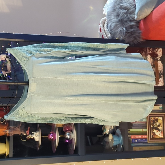 Aqua lace sleeve drapey top - Picture 5 of 5